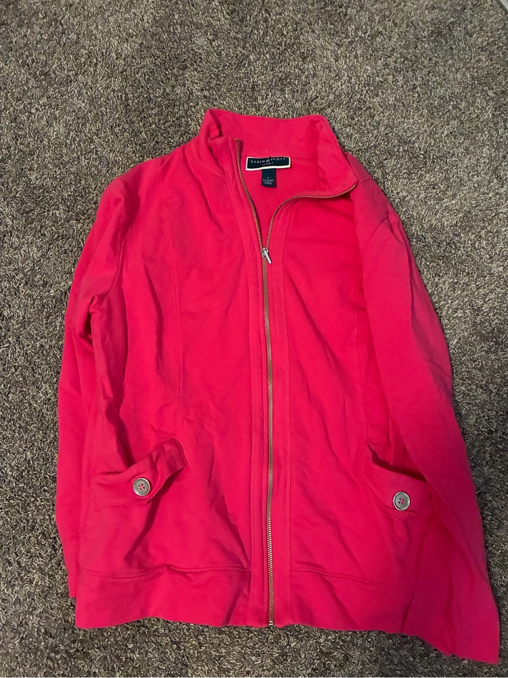 Karen Scott Hot Pink Full Zip Bomber Jacket